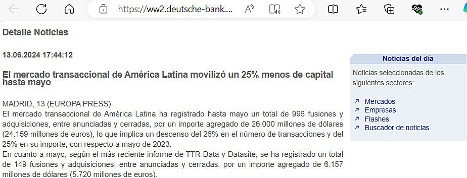 El mercado transaccional de Amrica Latina moviliz un 25% menos de capital hasta mayo